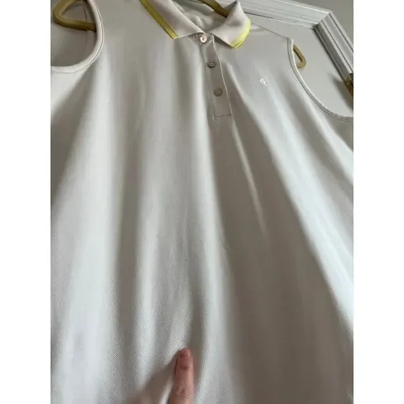 Tory Sport TECH PIQUÉ SLEEVELESS POLO White Sz XL - Picture 3 of 8
